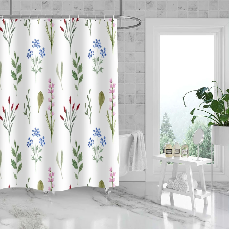 2024 Hot Selling Home Decoration Small Flower Curtain Bathroom Partition Waterproof Shower