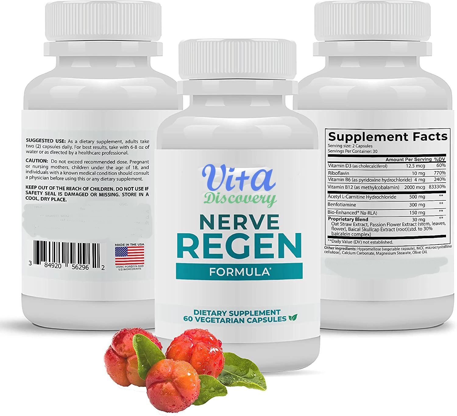 Natural Advanced Nerve Support Nerve Regen Formula Capsules With Alpha