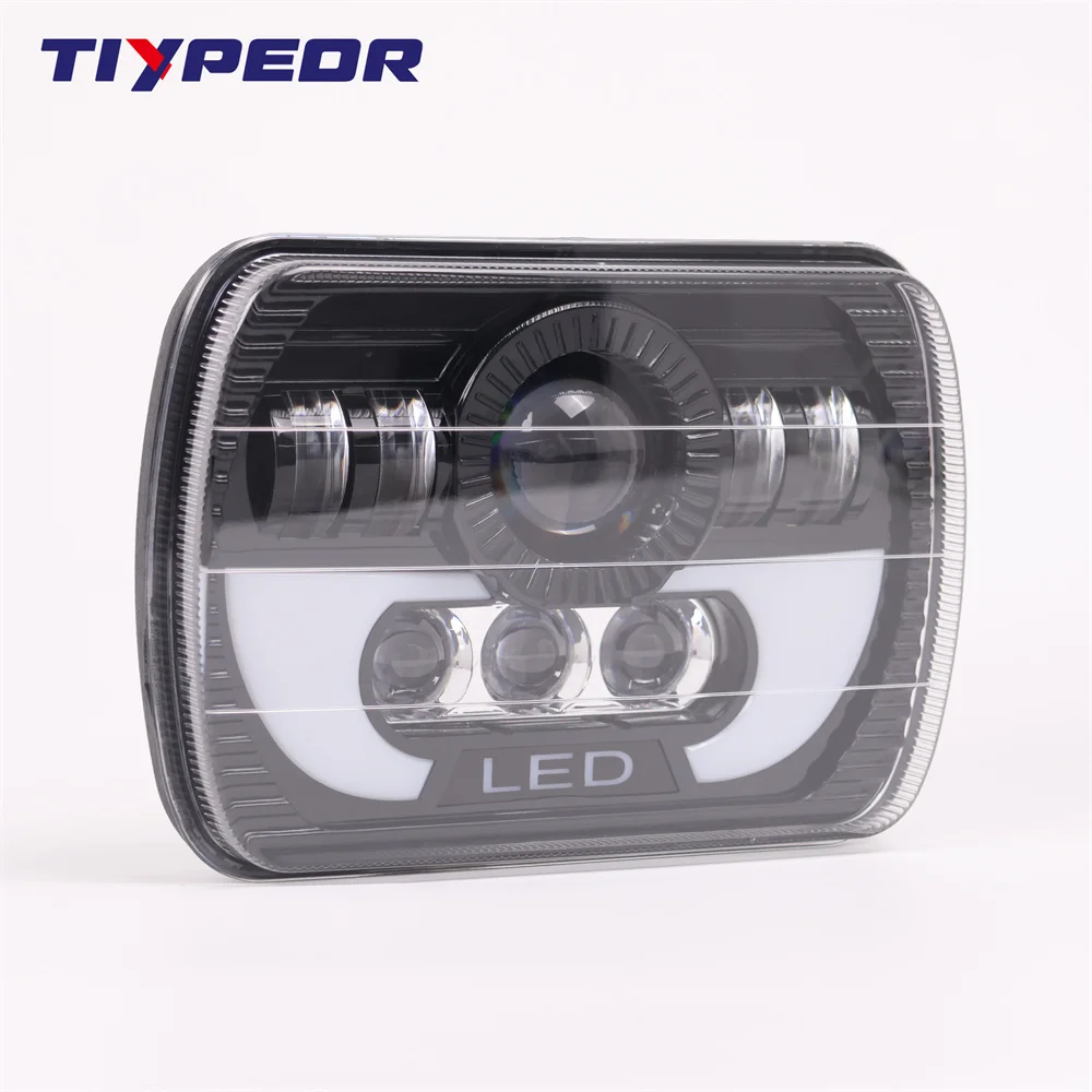 product tiypeor 7inche motorcycle car led headlight automotive square headlamp assembly waterproof h4 drl for xj yj car truck motobike-7