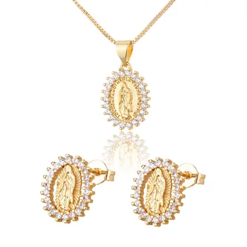 Wholesale New Arrivals Religious Jewelry Necklace Ladies Kundan Indian American Diamond Set Round Earrings And Necklace Set