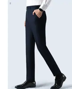 OEM Men's Casual Chino Pants Flat Front Canvas Mid Waist Straight Pattern Breathable Cotton Trousers Hot Sale