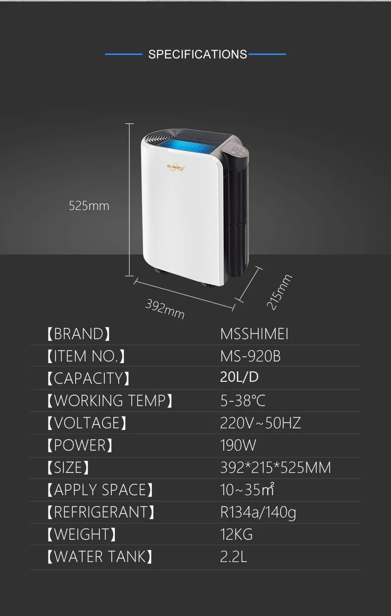 Moisture Removal Dehumidifier, 20l, 220, 42 - detail 10