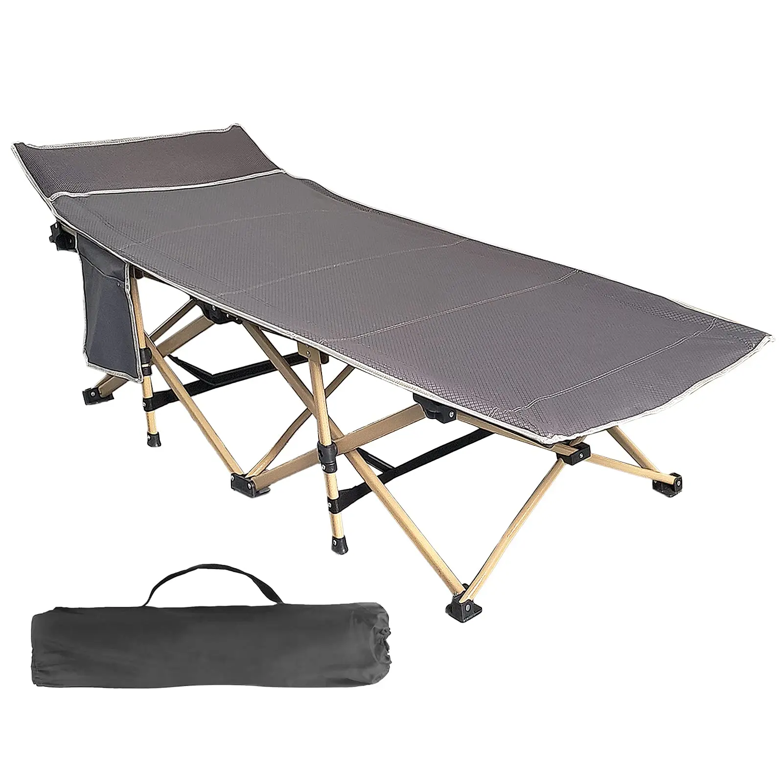 Portable Sleeping Cot Bed Outdoor Camping Cot With Builtin Mesh Pillow