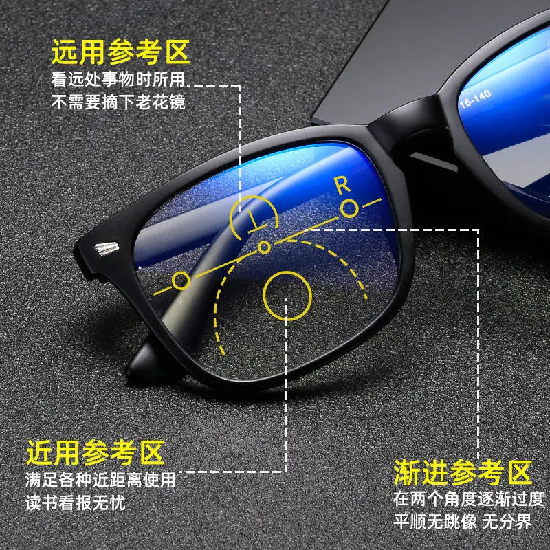 Progressive Multi Focus Anti Blue Light Reading Glasses Intelligent Automatic Zoom Distance Near Bifocal Presbyopic Glasses