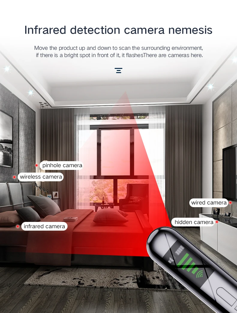 T88 Portable Hidden Camera Detector Multifunction Antimonitoring Antispy Gps Signal Finder