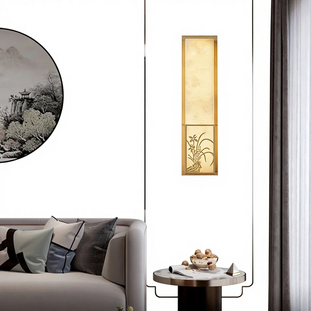 New Chinese-style All-copper LED Wall Lamp 2025 New Model TV Background Bedroom Bedside Tea Room Zen-inspired Lamp 110-240V