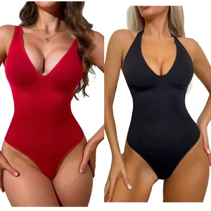 Halterneck Vest Two-Way Wear Waist Shaping and Belly Contracting Low Collar Jumpsuit Seamless Women's Underwear Plus Size Shaper