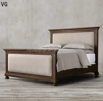 Bedroom furniture metal beds wooden double bed solid wood frame king queen size bed