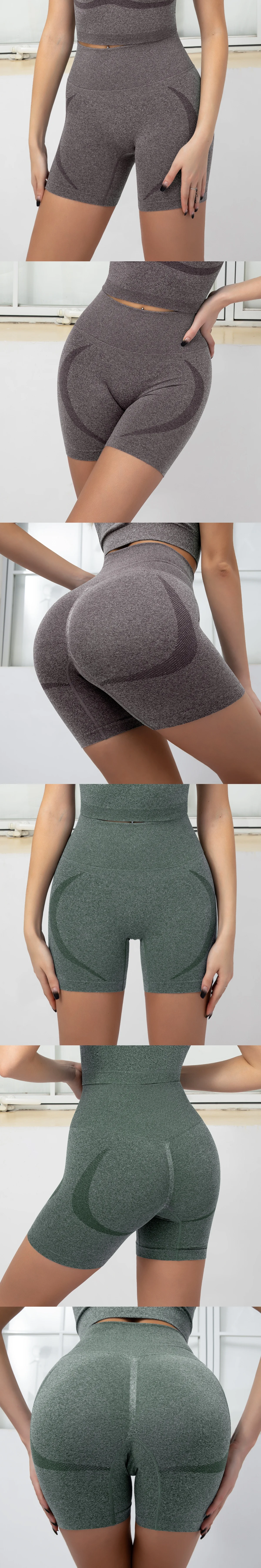 Seamless polainas de yoga knitted hip sports shorts running yoga fitness pants tight quick-drying training pants factory