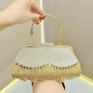 New Rhinestone Bag with Tassels Premium Texture Banquet Handbag Diamond Encrusted Crossbody Bag for Women