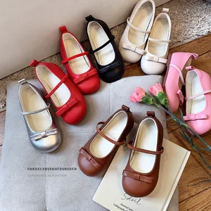 Party Fashion Bowknot Leather Kids Shoes Girls Baby Girl Bow Princess Shoe Kids Wholesale Kids Girls Shoes