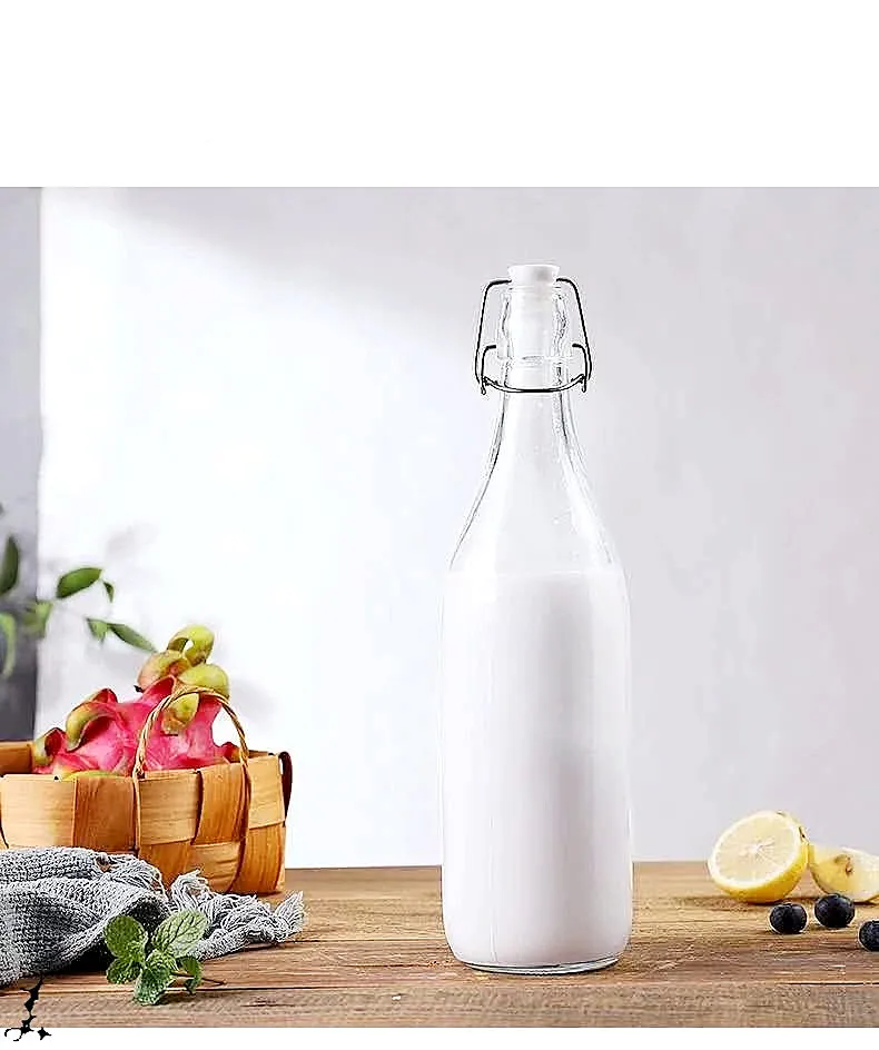 200ml 250ml 500ml 750ml 1000ml Water Juice square Round Glass Bottle with Clip Lock Cap