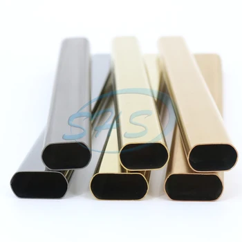 Tube, square tube, stainless steel, high-quality gold square stainless steel tube, 304 PVD gold decorative surface oval 30*15mm