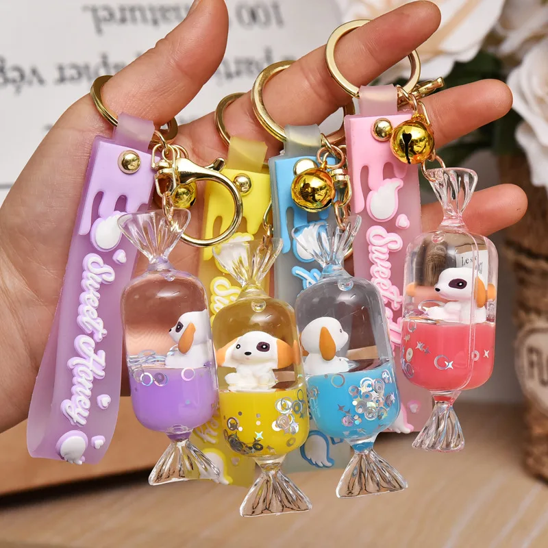 Acrylic Moving Liquid Keyrings  Acrylic Keychain Creative Milk