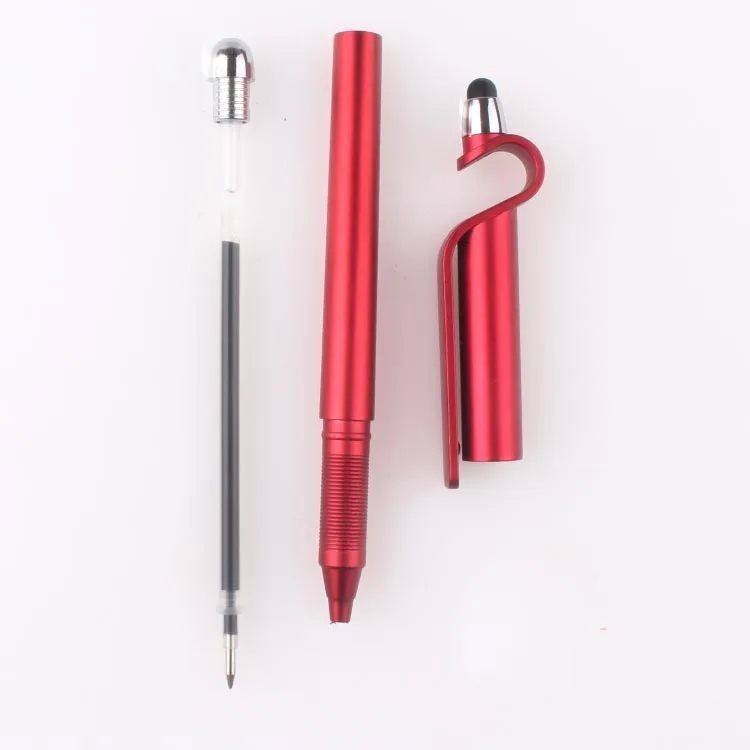 Custom logo plastic multi function mobile phone holder active stylus ball pen for touch screen with gel ink