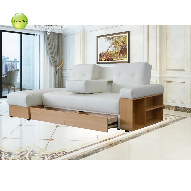 New Design Living Room Furniture Folding Sofa Bed With Arms Cheap Pu  Leather Sofa Bunk Bed Furniture With Ottoman 160