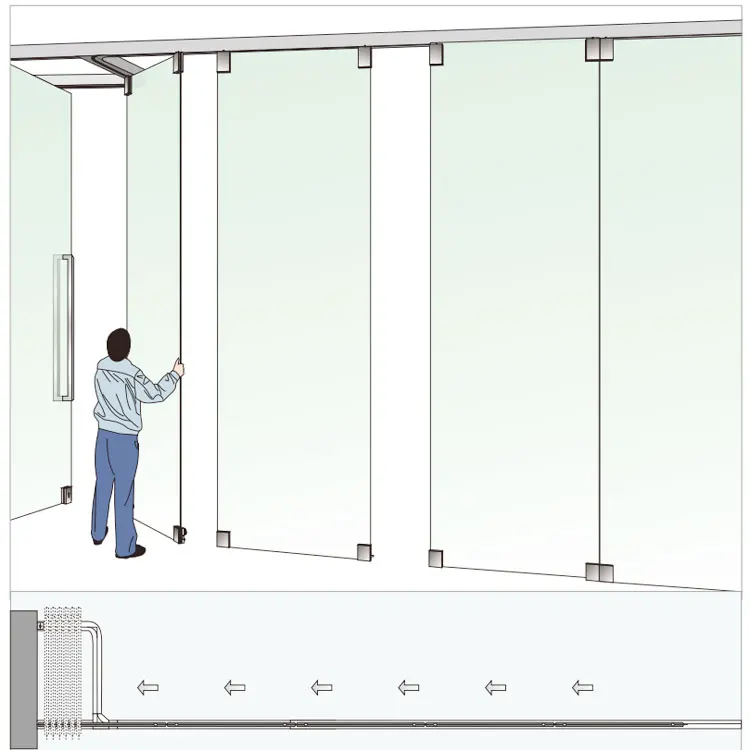 HDSAFE Factory Large Stack Sliding Office Partition Wall Glass Bi Folding Door Glass Curtain Movable Room Divider Partition Door