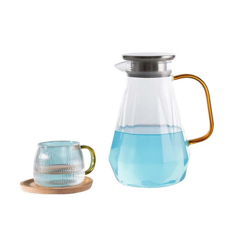 Glass Pitcher And Cup, High Borosilicate Glass Water Pitcher And