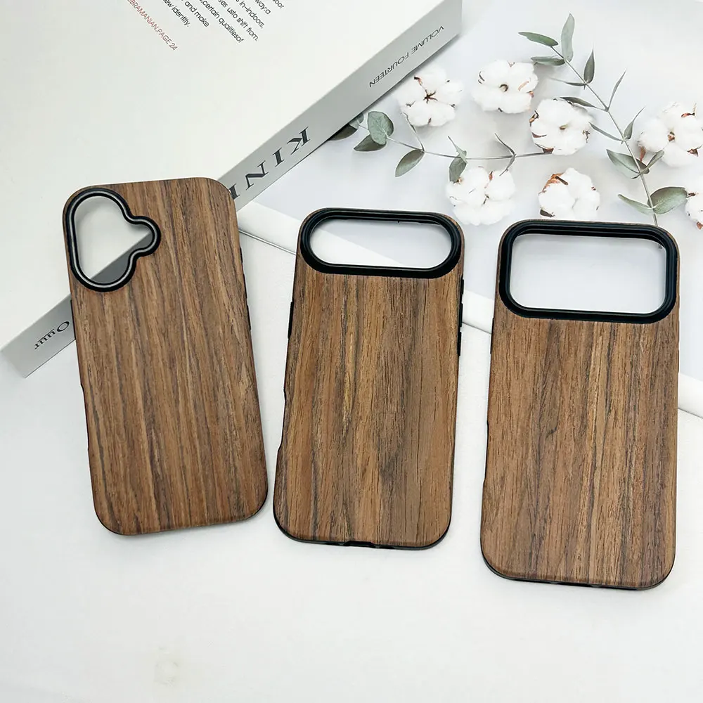 product laudtec wood grain mobile phone case for iphone 17 air 17pro max real nature wooden luxury thin lightweight customized sjk1072-2