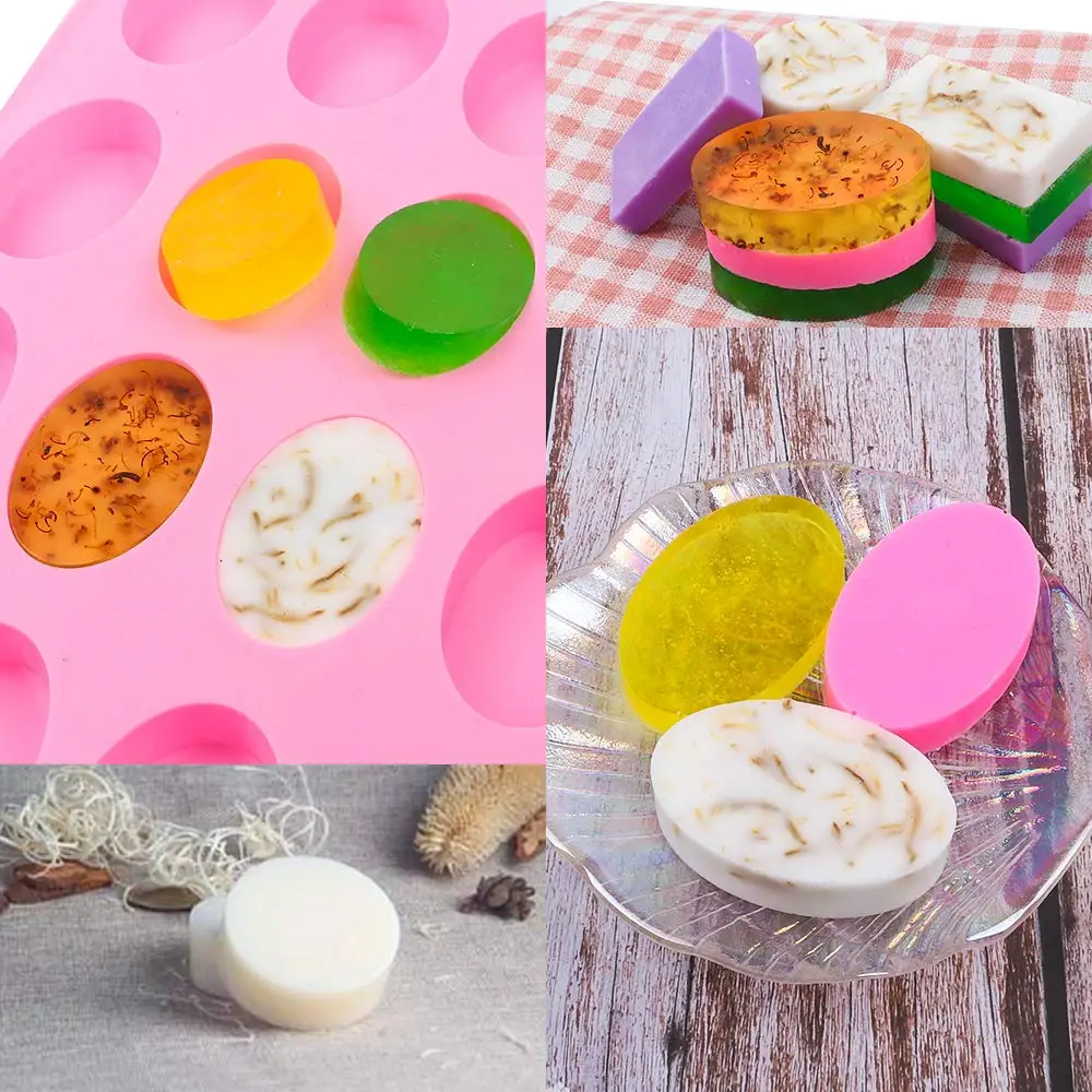 3 шт., силиконовые формы для мыла, круглые прямоугольные овальные формы для мыла ручной работы, для мыла, конфет, шоколадного торта, с запечатанными пакетами, розовые