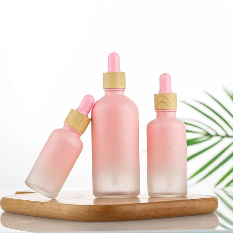 Cosmetic Packaging 30ml 50ml 100ml Hair Oil Essential Oil Perfume Pink Rose Gold Glass Dropper Bottle for Skin Care Packaging