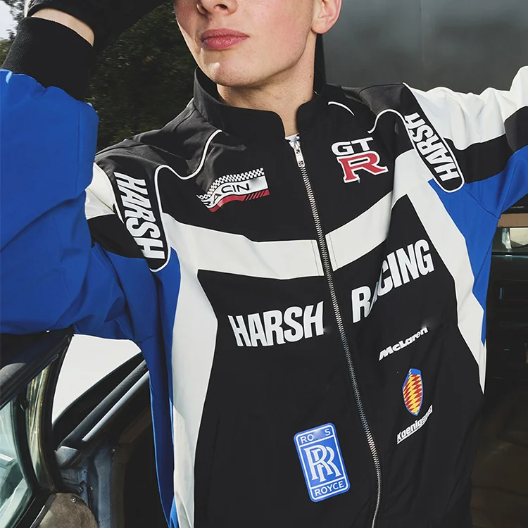 Men's Personalised Round Neck Pu Leather Block Jacket Men_voghion.com