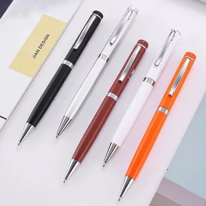 Factory Promotional Popular Metal Ball Point Pen Personalized Custom Logo Advertising Gift Office Orange Ballpoint Pen