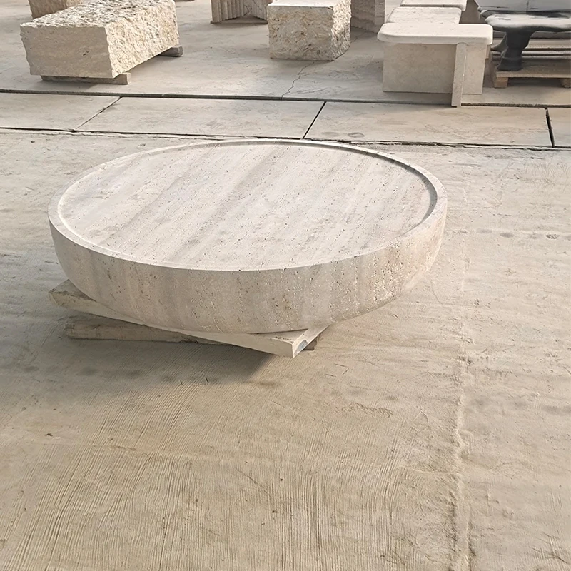 product modern  nature stone myra beige travertine minimalist coffee table for living room and dining area-4