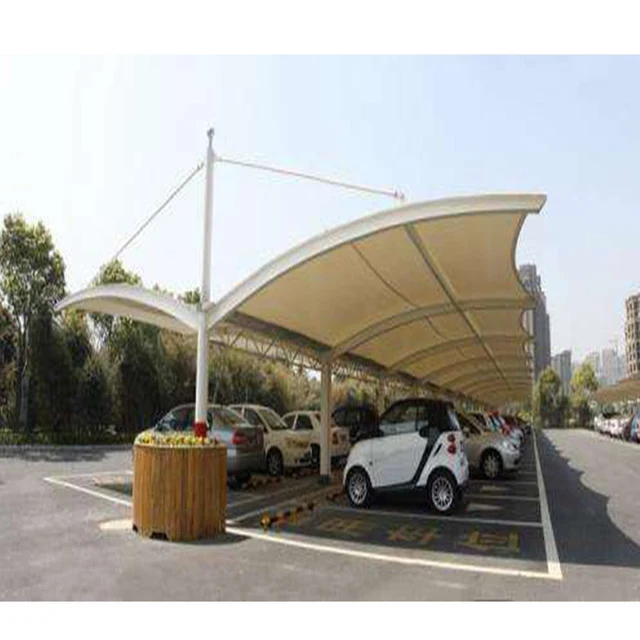 Durable Car Parking Shade Tensile Membrane Tent Prefabricated Metal Garage Carport Luxury Pvdf Fabric Structure Carports Tent
