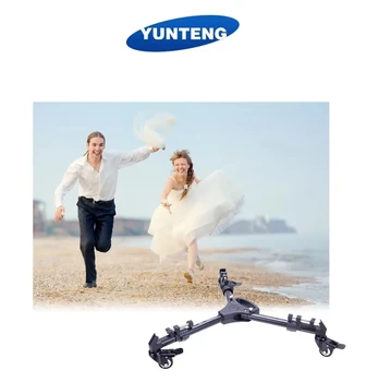 Yunteng YT-900 Professional 3-Wheel Pulley Foldable Dolly Base Stand Universal Camera Tripod with High Visibility Features detail image