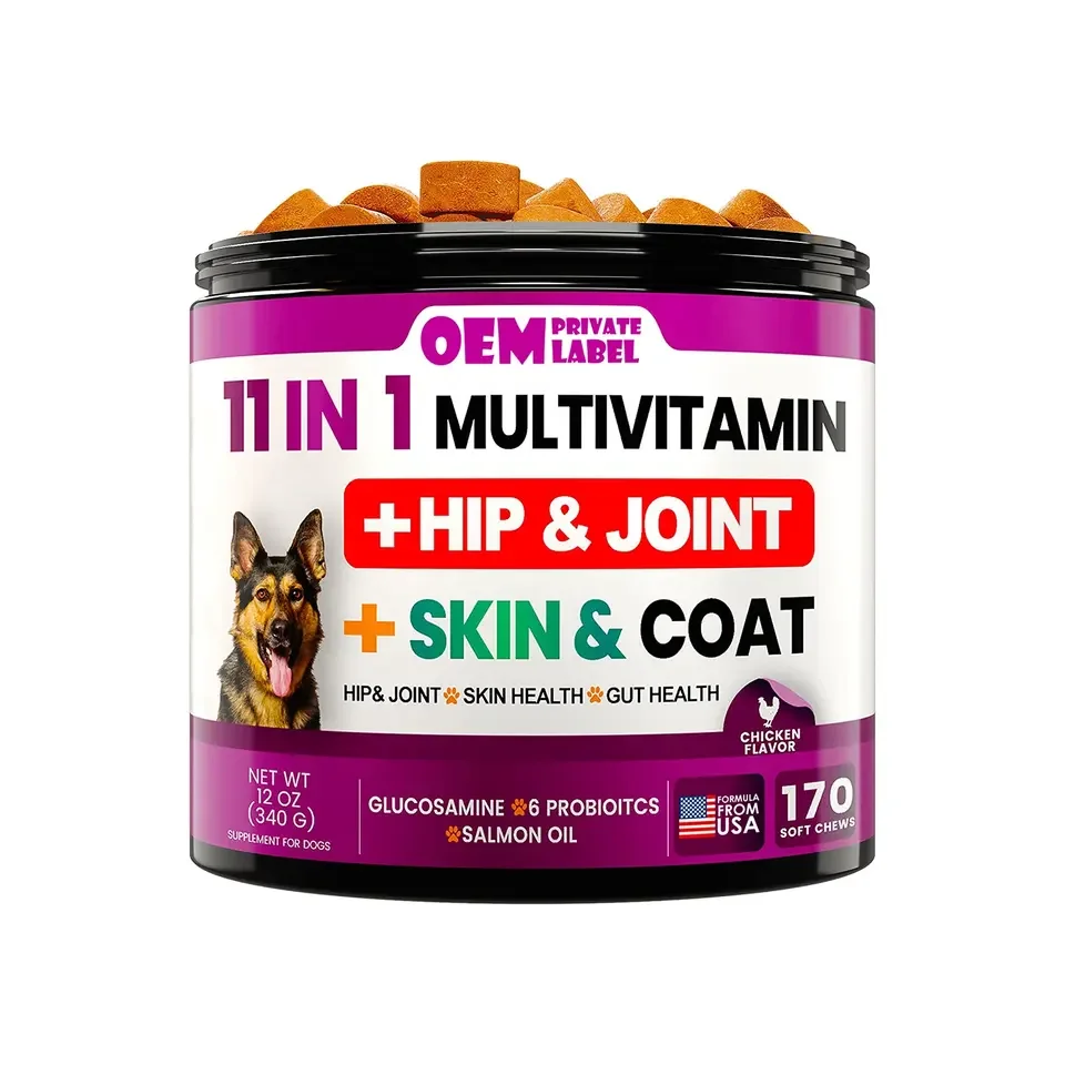 OEM 11 IN 1 Dog Multivitamin Chewable with Glucosamine Dog Vitamins Supplements