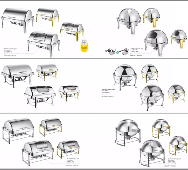 Cater electric chef gold alcohol stove chaffing chafing dish buffet dishes food warmer heater Display server tray set equipment