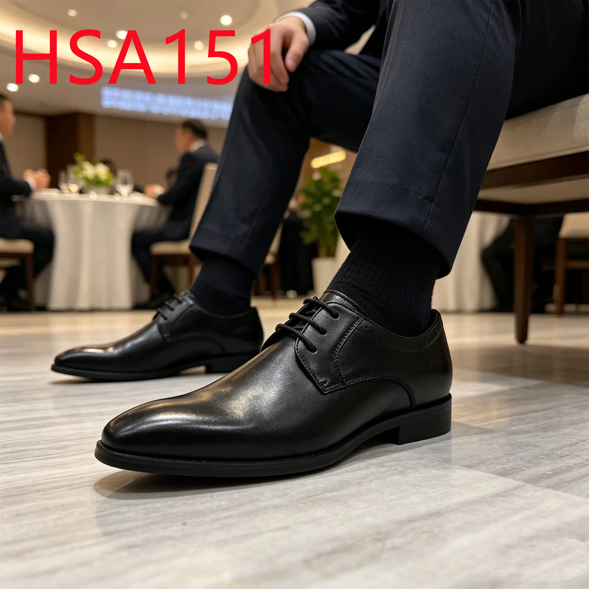 HY,Formal Activity Full Grain Leather Pointed Toe Style Derby Shoes Shoes Gala Dinner Easy Clean Fashion Business Shoes HSA151