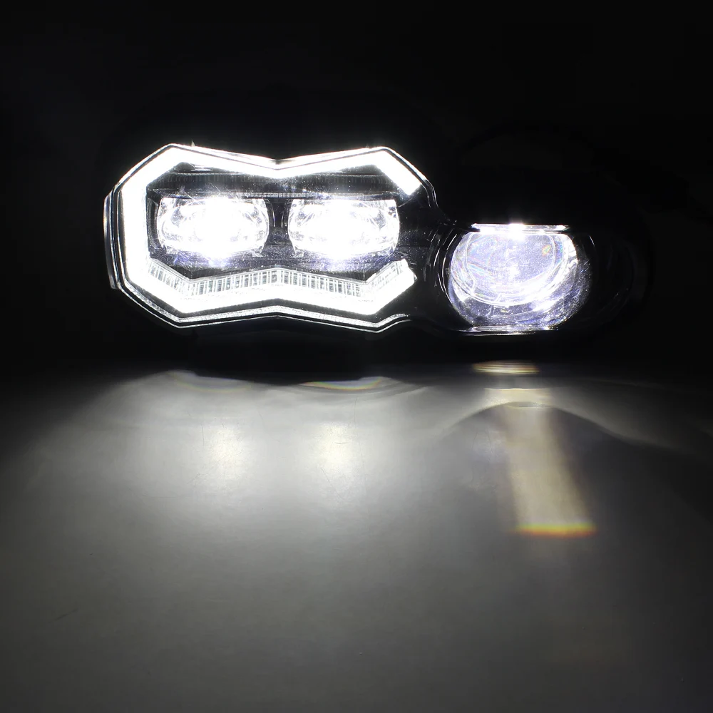 Motorcycle LED Headlight Hi-Low Beam Angel Eye DRL Assembly Kit For F650GS/F700GS/F800GS F800ADV F800R