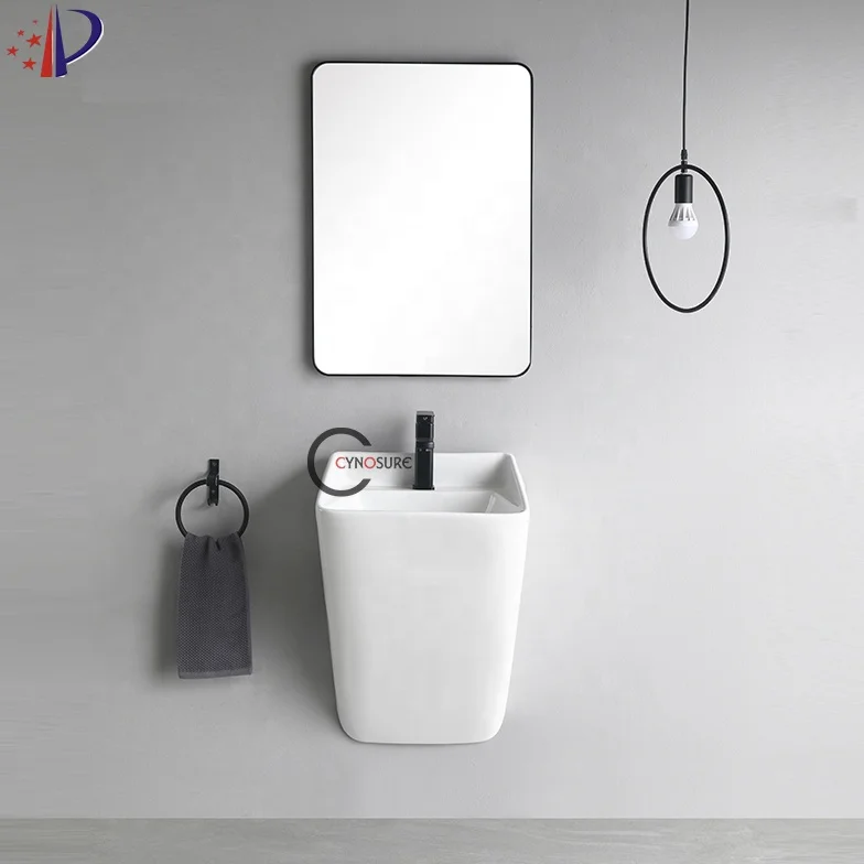 New Products 2025 Multifunctional White Rectangle Bathroom Countertop Ceramic Table Top Sink Bathroom Hand Wash Wall Hung Basin