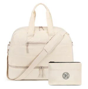 Customizable Nylon Quilted Duffle Tote Bag Large Overnight Puffer Carry-On Weekender Shoe Compartment Soft Sport Travel Gym