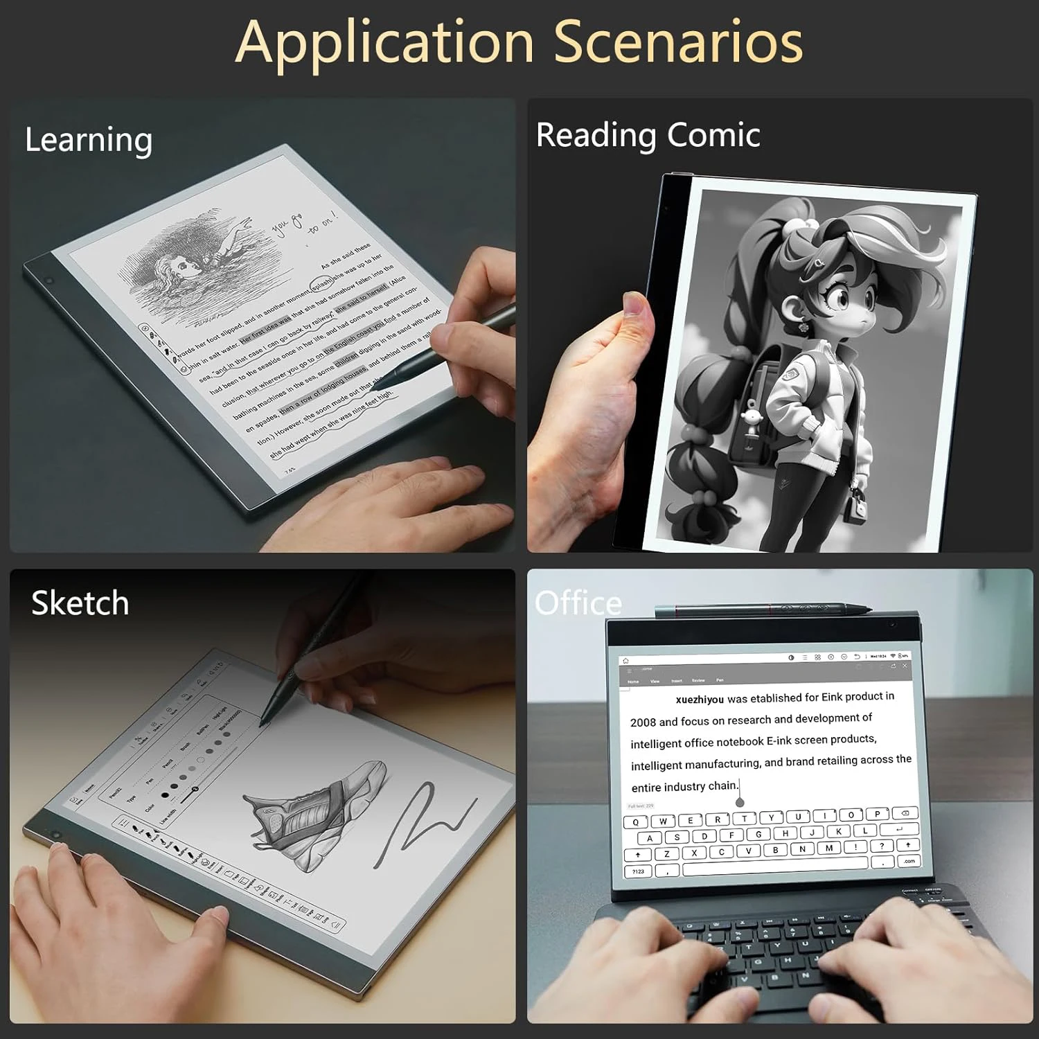 Customized Ereader 10.3" Epaper Tablet 4GB 64GB  E Ink Tablet Ebook Reader Digital Paper Notetaking Tablet with Stylus Pen