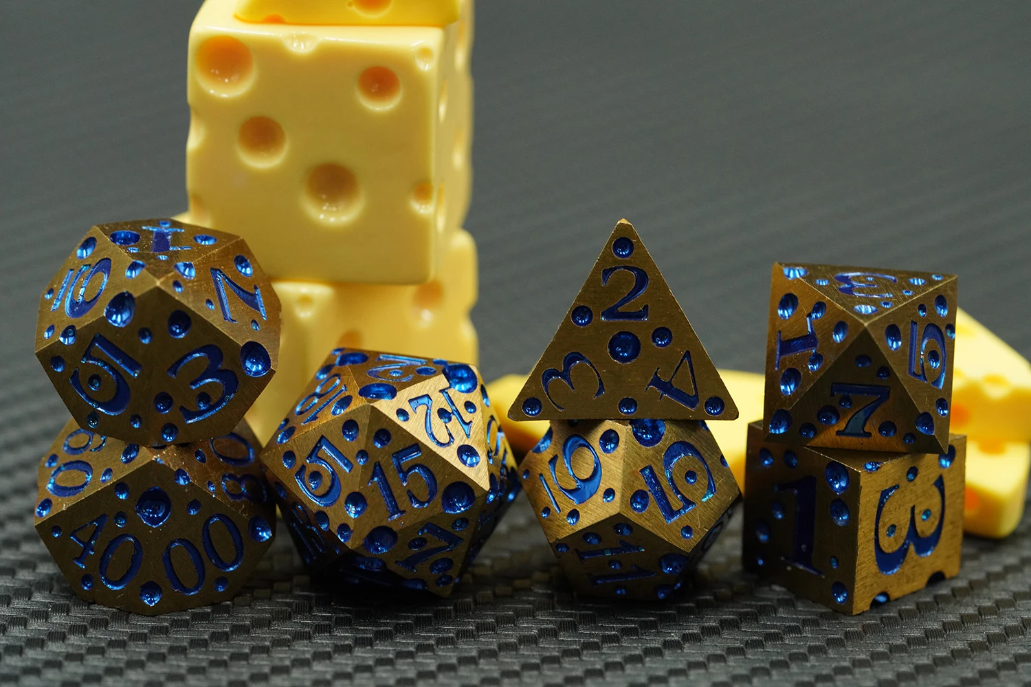 Blue Cheese Point 16mm Metal Cooper Color 7pcs Dice Set for TTRPG DND Games & Entertainment factory