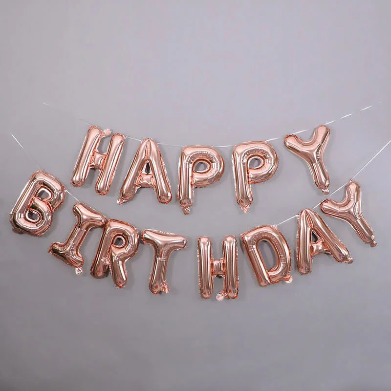 Hot Sell 16inch Happy Birthday Balloon Aluminum Foil Balloons Wholesale Simple Mylar Foil Letter