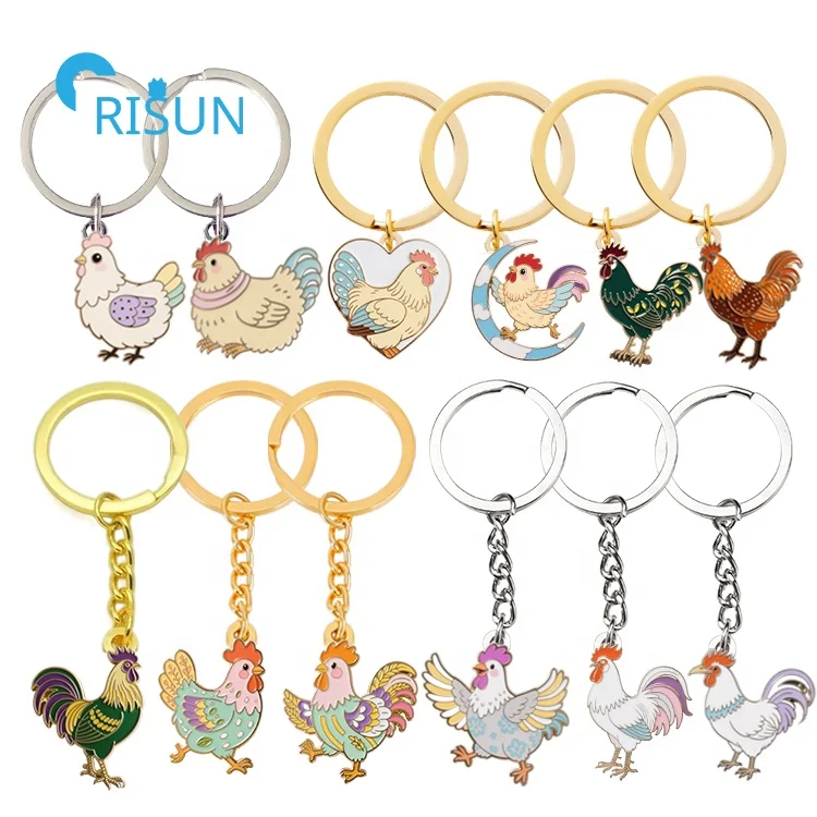 BAMAY Cute Chicken Keychain - Acrylic Farm Animal Charm For Keys, Wallet, Bag - Fun Gift For Women & Girls