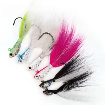 Wholesale 1oz Jig Head Bucktail Fishing Lures Black Wholesale White – Metal Jig – view 3