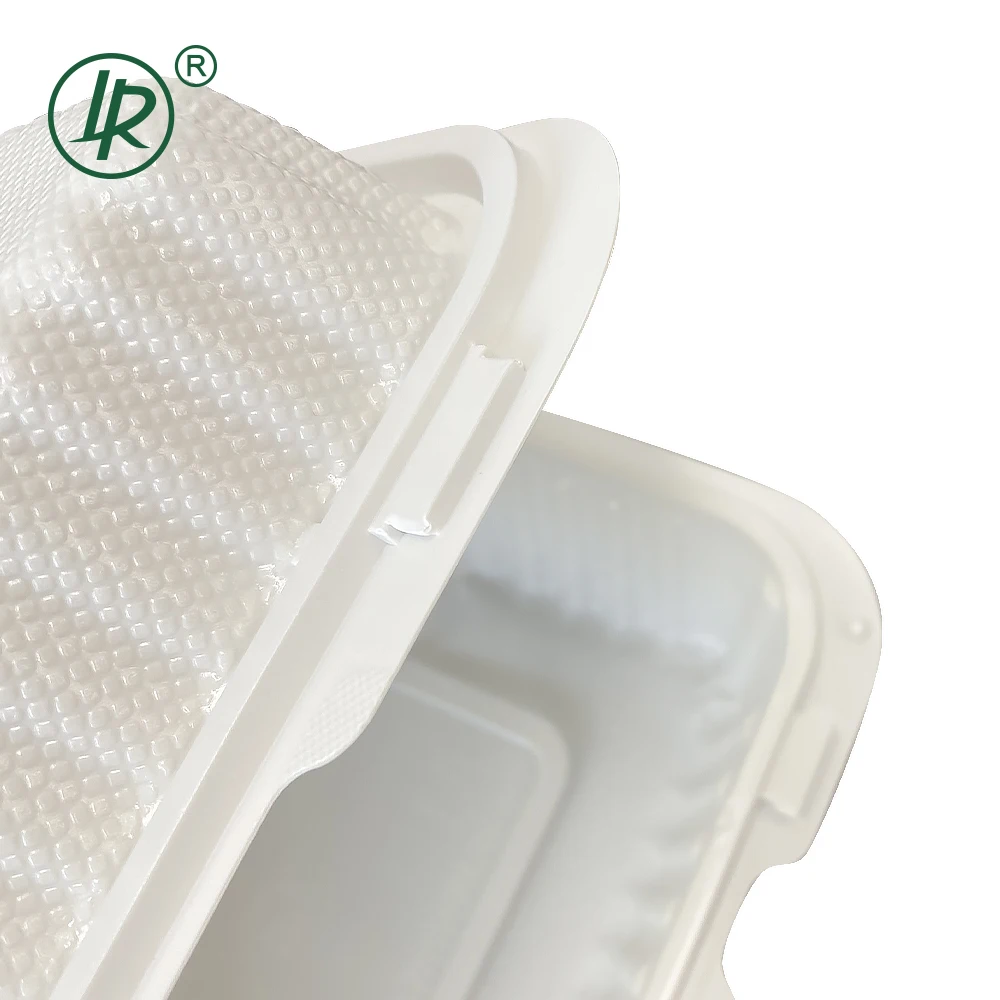 3 Compartment Hinged Clamshell Corn Starch Biodegradable Takeaway Disposable Plastic Food Meal Prep Containers