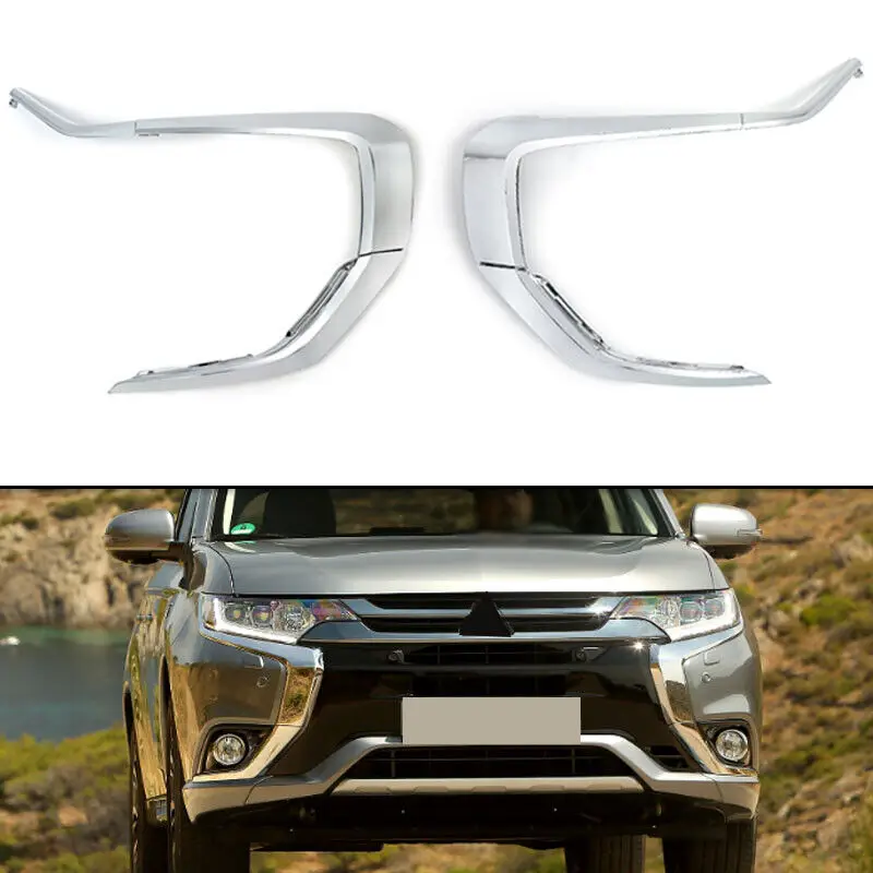 car body headlight strip front bumper chrome molding trim for Mitsubishi outlander 2016-2019