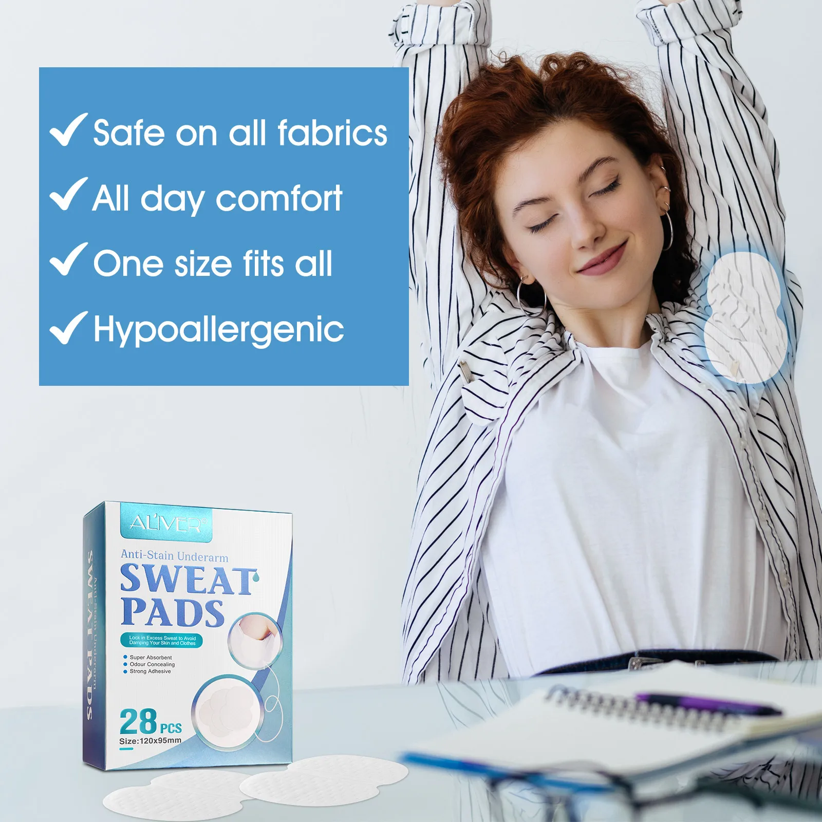 Aliver Private Label Disposable Armpit Super Absorbent Cotton Pads