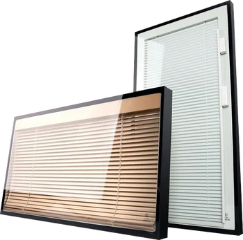 Double built-in blinds windows with integrated magnetic built in blinds between glass