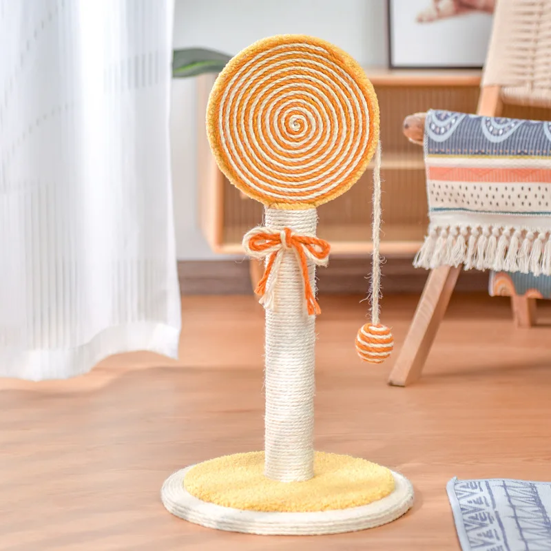 Lollipop Sisal Cat Scratching Post With Interactive Ball Toy Recycled Cat Scratcher supplier