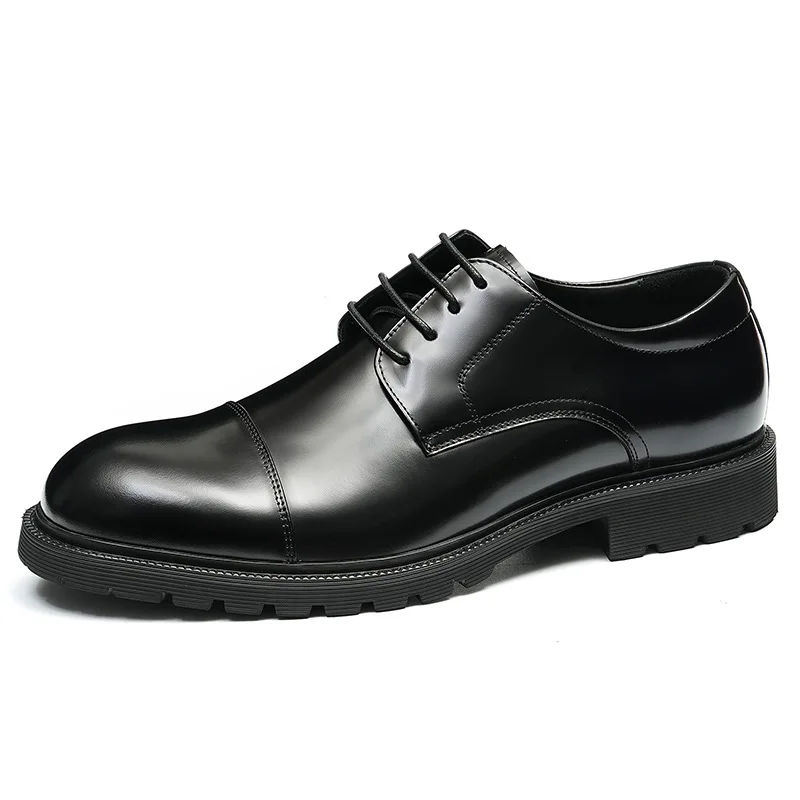 Men's Dress Shoes Genuine Leather Lace-up Business Leather Platform Shoes  Men's Formal Wear Gentleman
