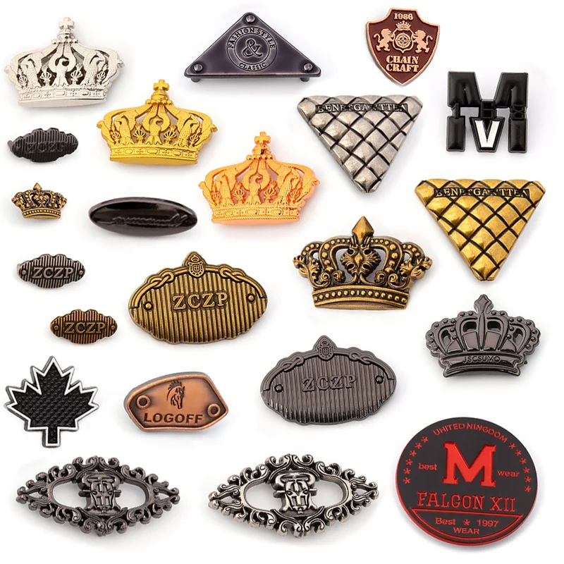 Customized Fashion Design Engraved Name Metal Tag Label logo Custom  Logo Metal Clothing logo  Plated Label for Garment Clothing