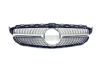 2014-2018 for Mercedes Benz W205 C Class Front Bumper Durable ABS Material Silver & Black Grill With/without Camera Hole