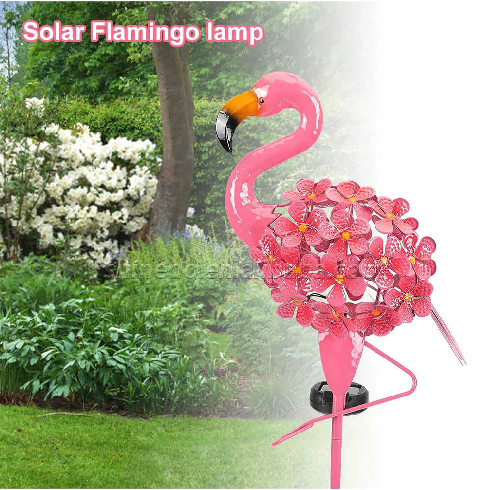 Pink Flamingo Solar Lights Metal Garden Lamp Outdoor Pathway Pink